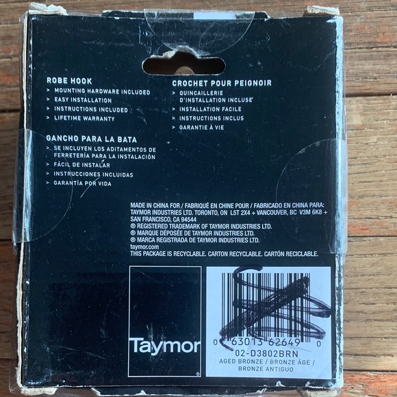 Taymor Bronze Robe Hook - Picture 2 of 4